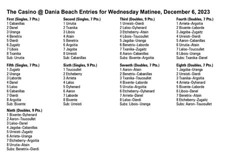 dania jai alai results evening.